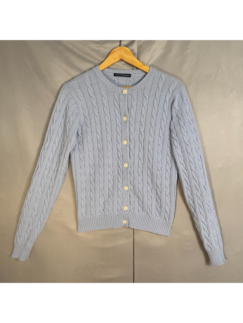 Brandy Melville Blue Cable Knit Wool Cardigan Italy